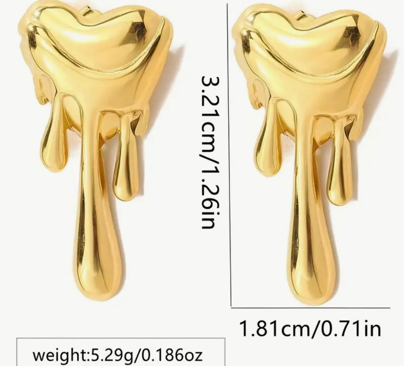 Gold Plated Heart shaped Drip Earrings for Women