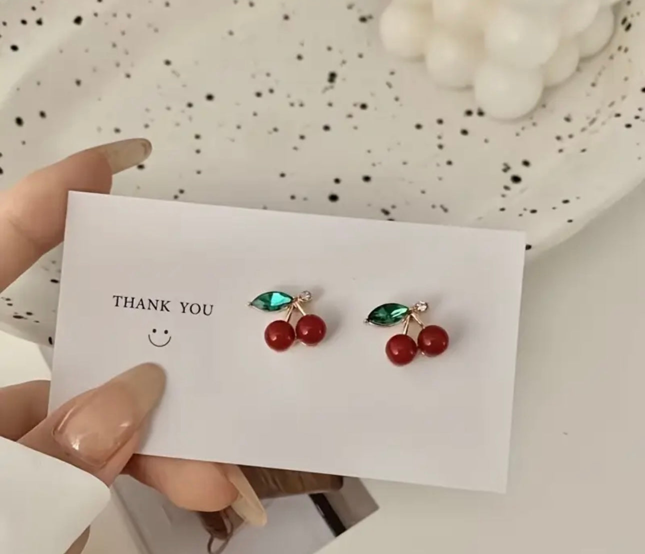 Gold Plated Red Cherry Earrings