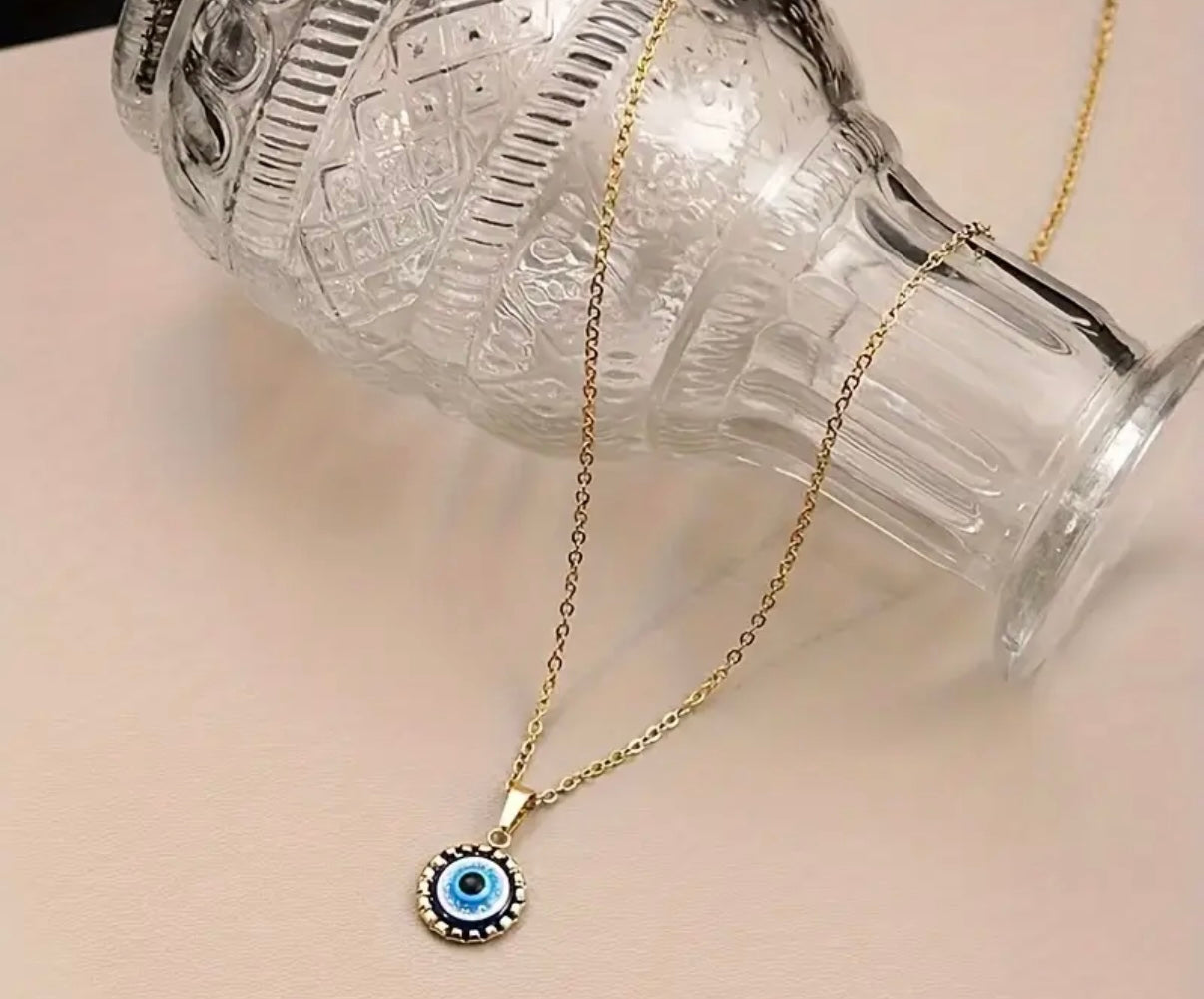 Evil Eye Necklace and Earrings Set