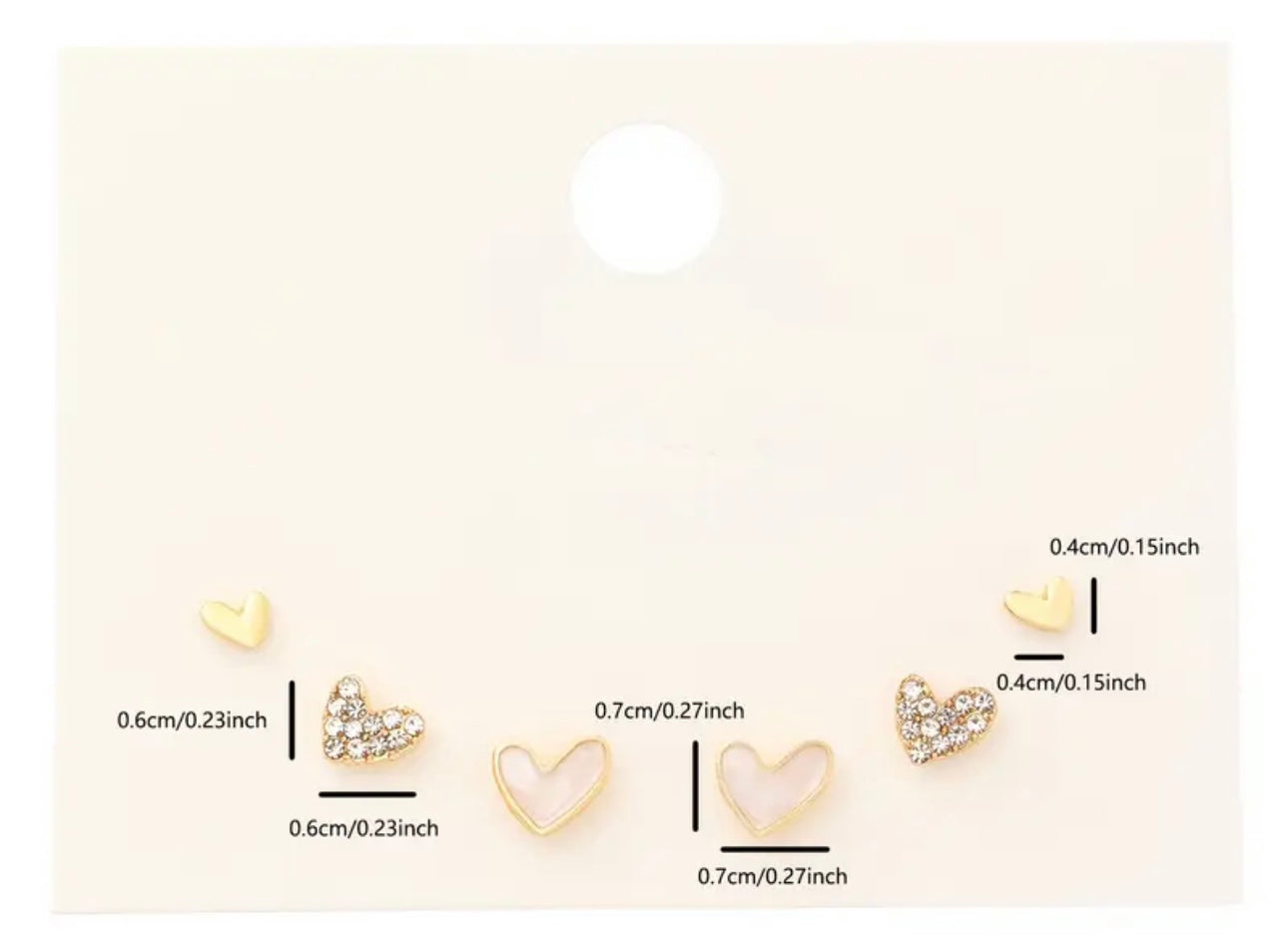 Gold Plated Heart-Shaped Faux Stud Earrings *White*