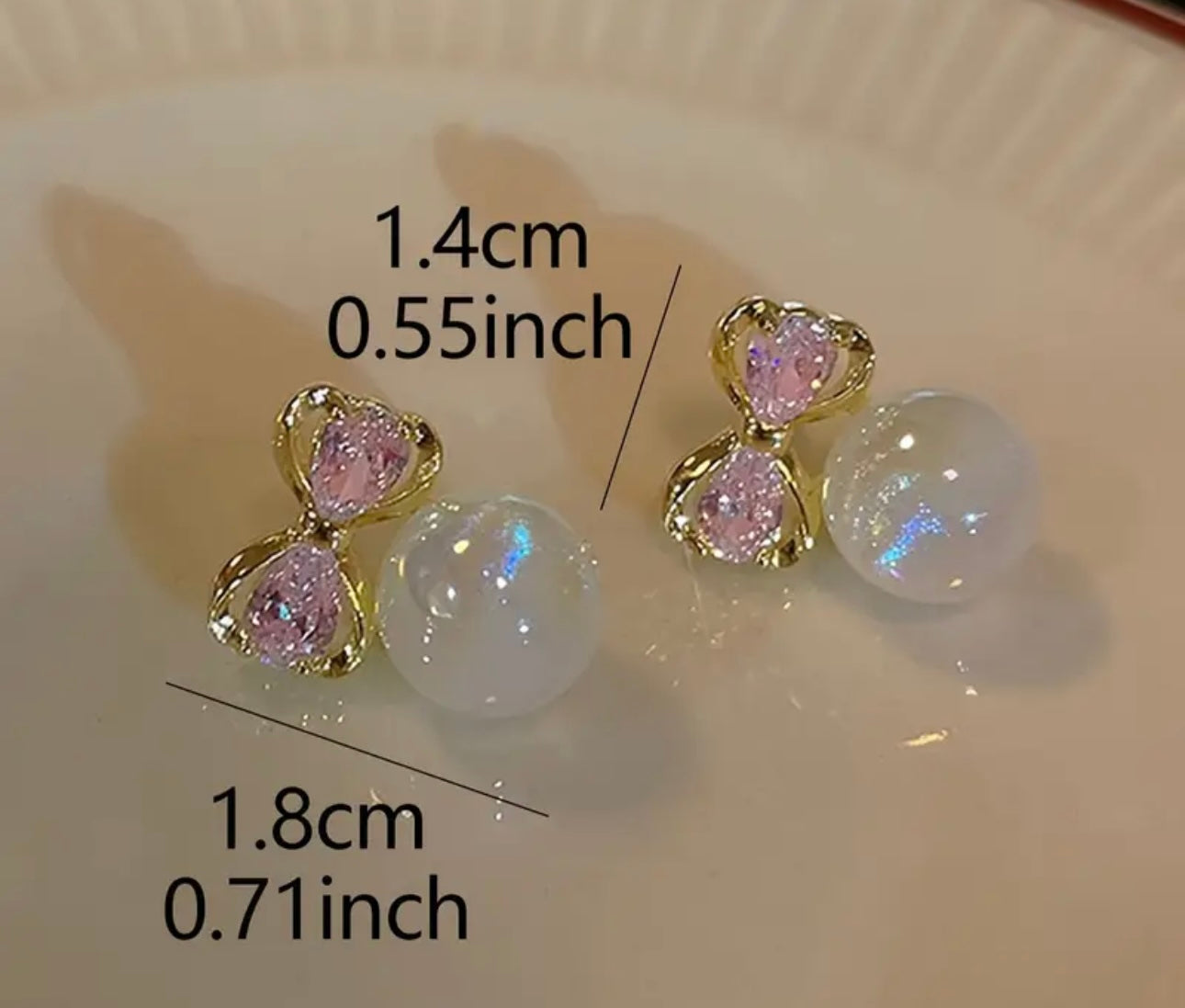 Gold Plated Bowknot Pearl Stud Earrings