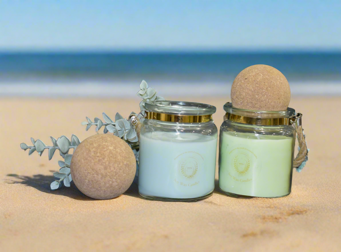 Rope Handled Glass Jar Candle with Cork Lid