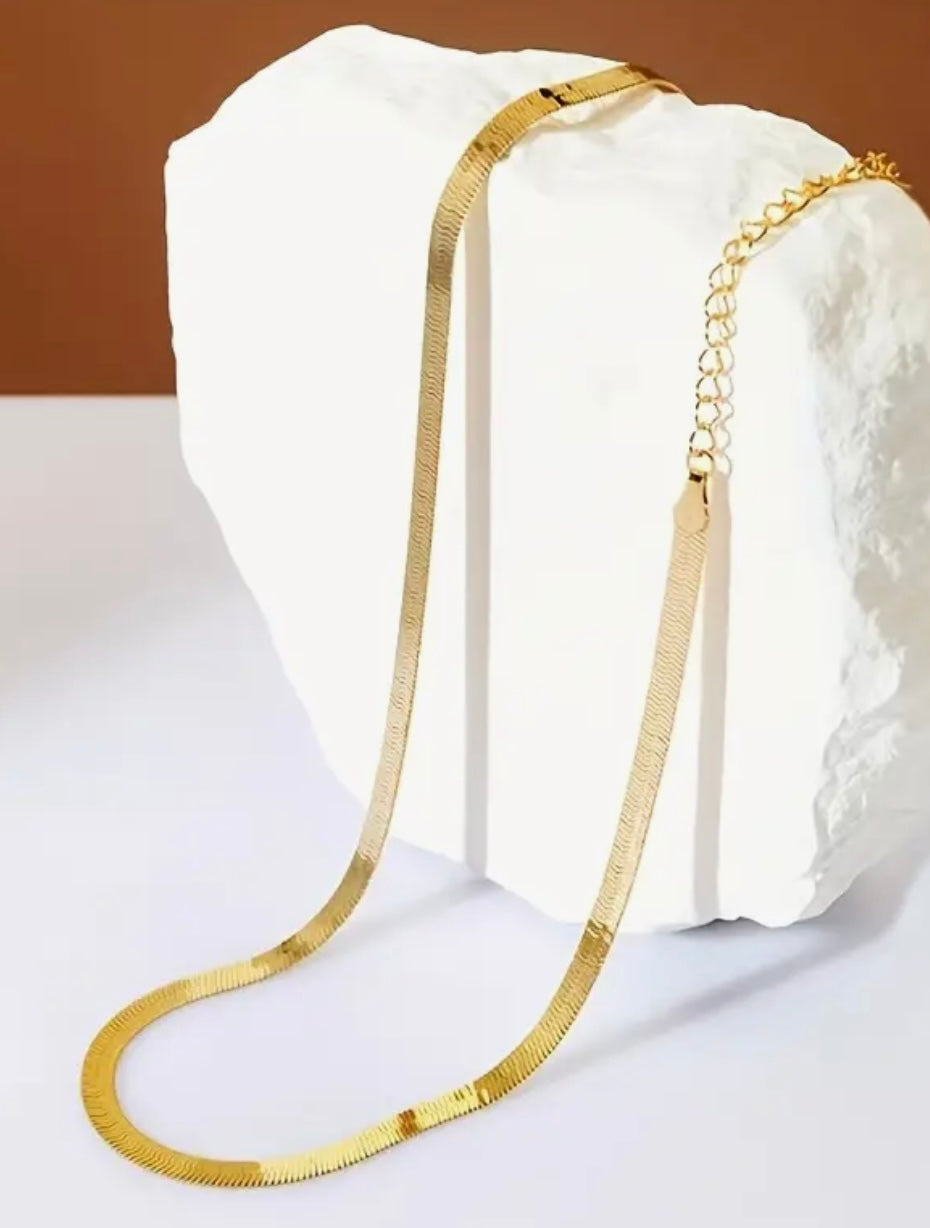 18K Gold Plated Snake chain bracelet and necklace combo in a Jewelry Box