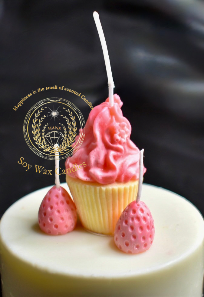 Cupcake with Strawberry candle