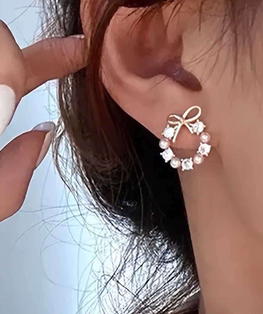 Gold Plated Bowknot Stud Earrings
