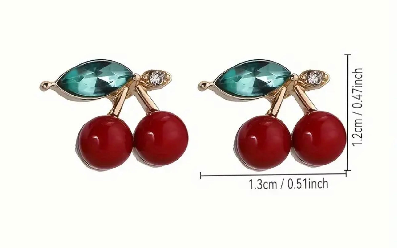 Gold Plated Red Cherry Earrings