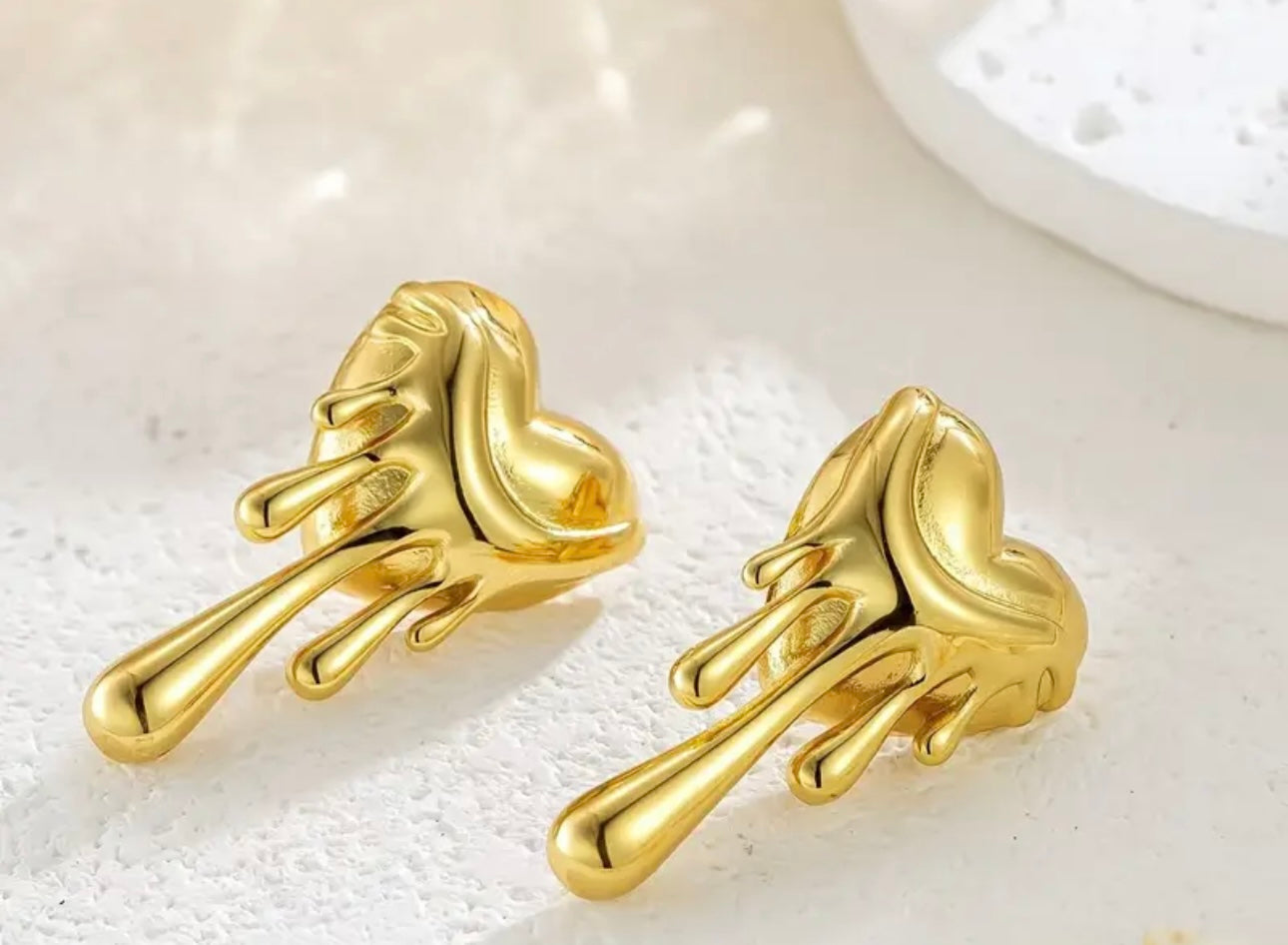 Gold Plated Heart shaped Drip Earrings for Women