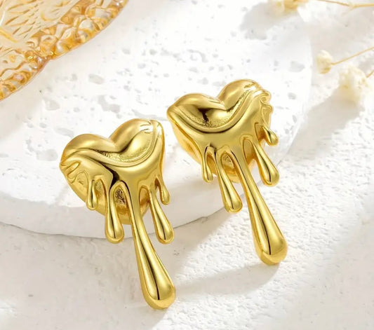 Gold Plated Heart shaped Drip Earrings for Women