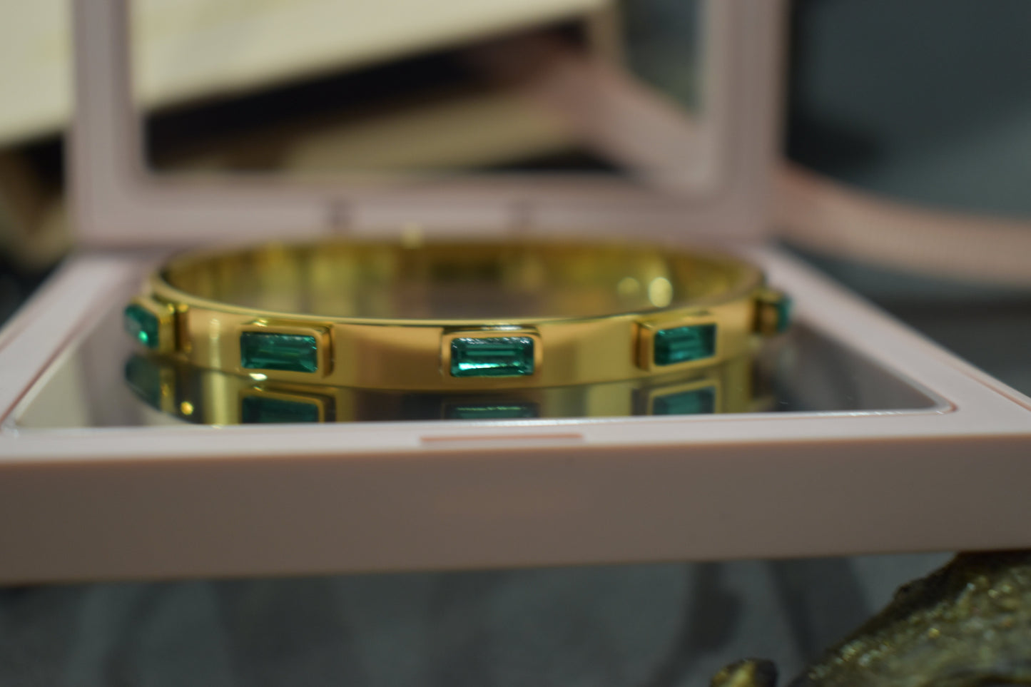 18K Gold Plated Bangle Bracelet in a Jewelry Box