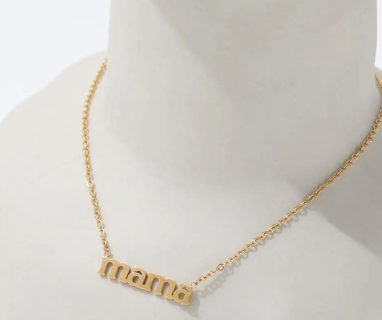 18K Gold Plated MAMA Necklace in a Jewelry Box