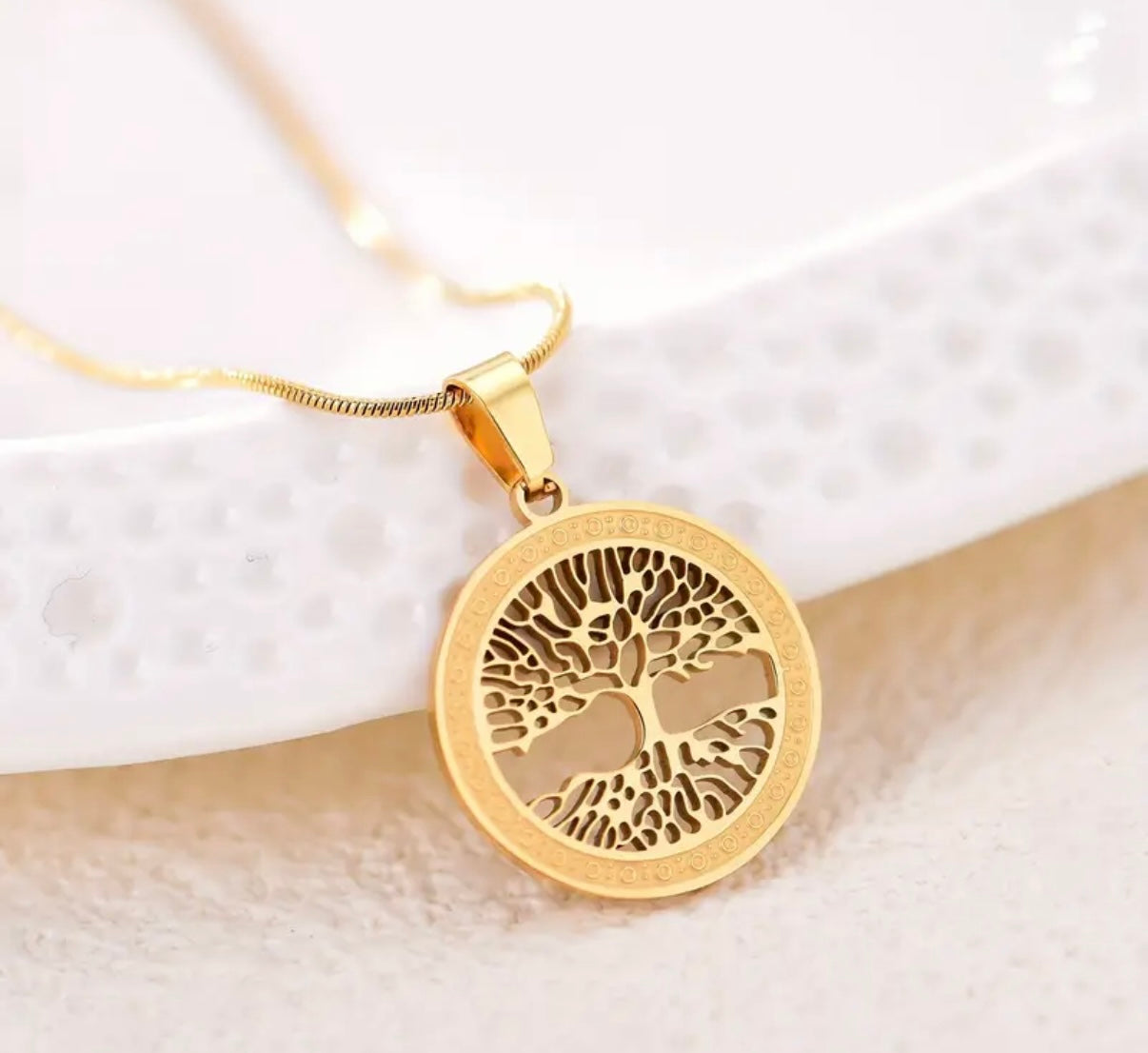 14K Gold Plated Tree Of Life Pendant Necklace
