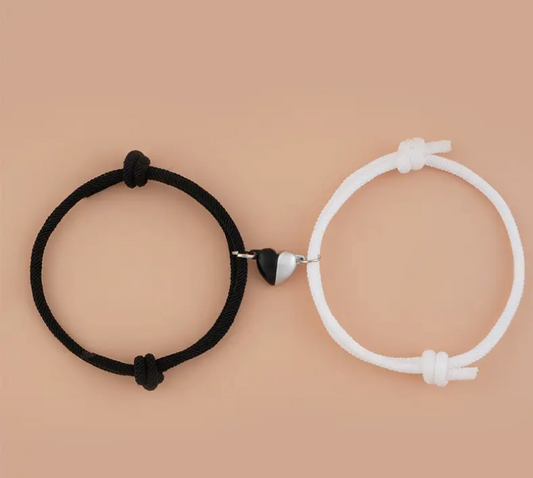 Braided Rope Friendship Bracelet with Magnetic Hearts