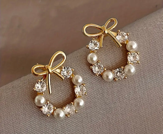 Gold Plated Bowknot Stud Earrings